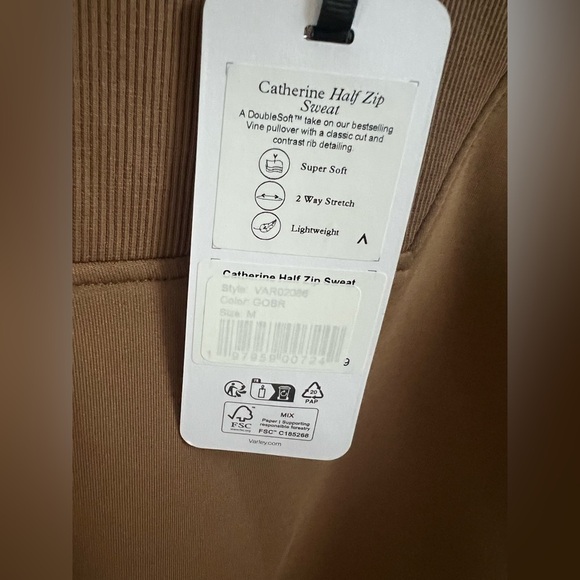 NWT new medium Anthropologie Varley Catherine half zip sweatshirt cedar brown - Picture 6 of 17